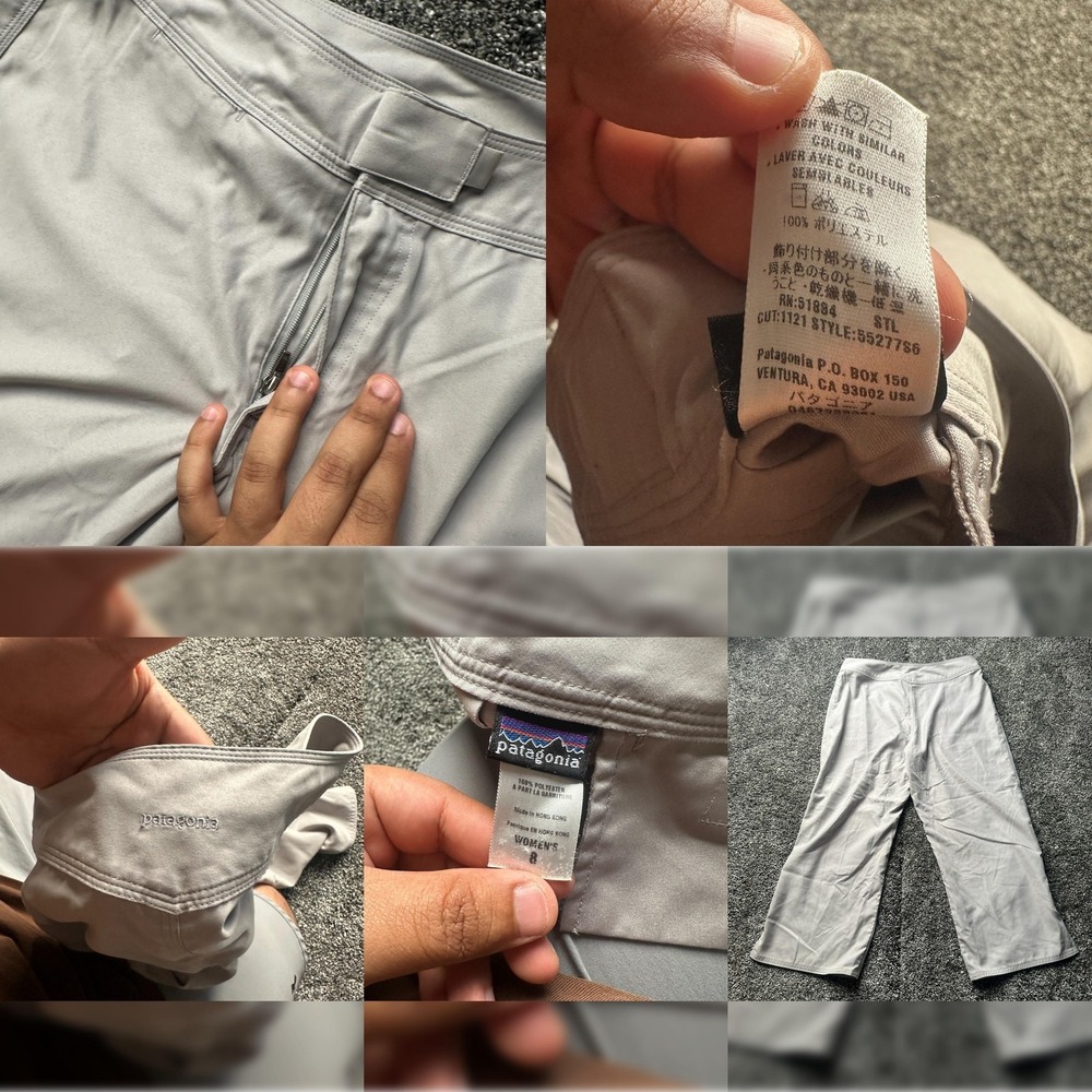 Patagonia Pants Womens 8 Gray Nylon Wide Leg Relaxed Fit Travel Gorpcore Hiking - Picture 2 of 14